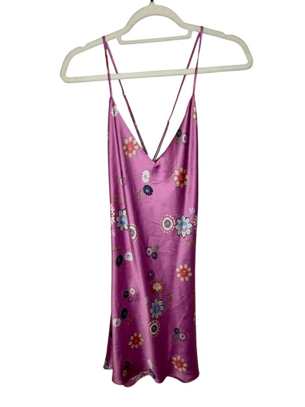 Victoria's Secret Small Pink Floral Satin Chemise Nightgown